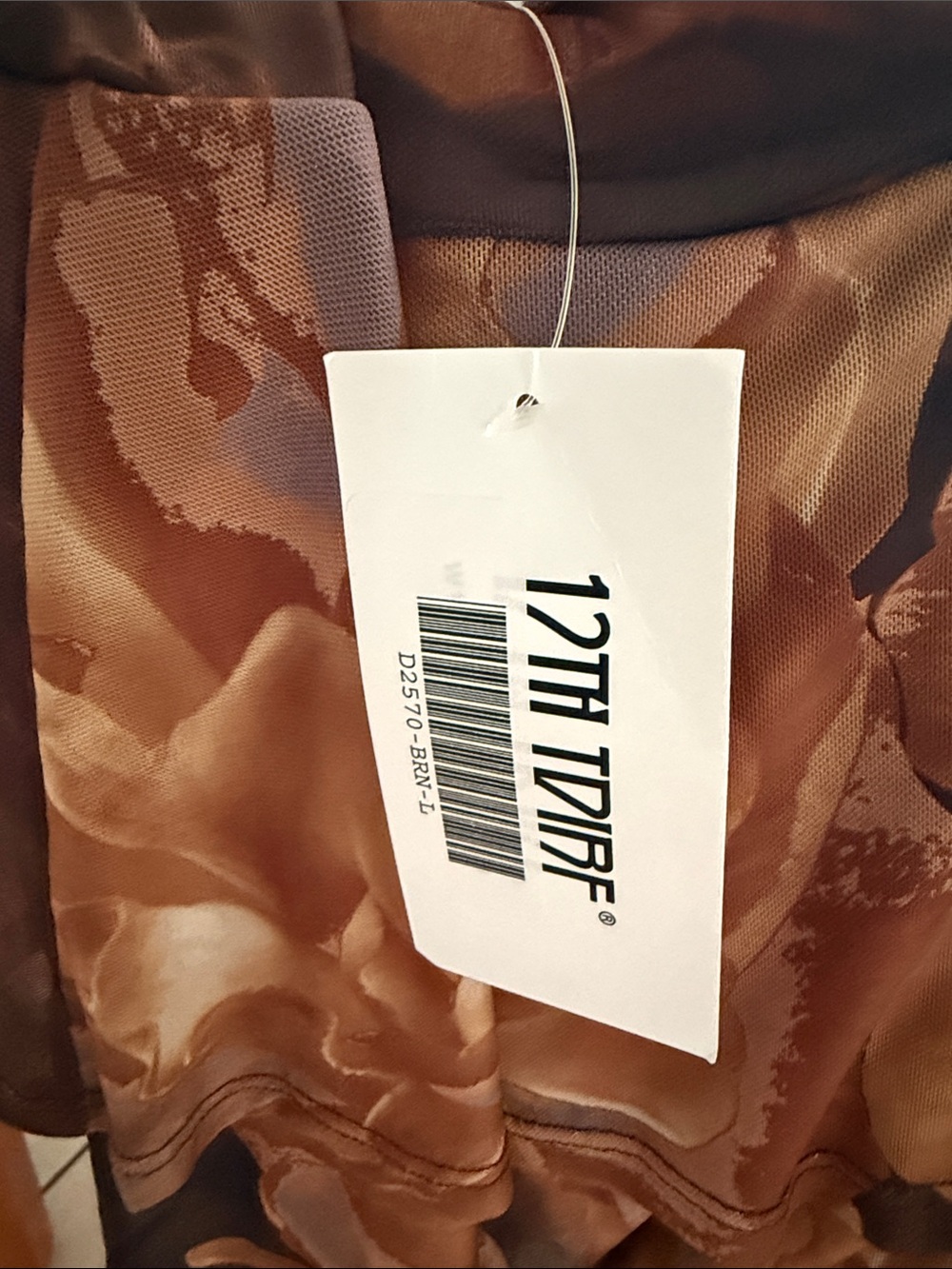 12th Tribe Juniper Mocha Floral Mesh Mini Dress Size LL - Picture 6 of 6